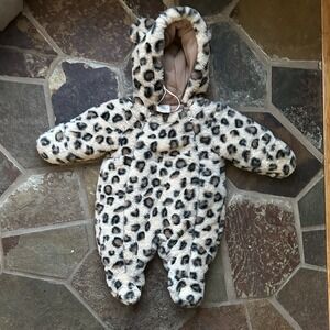 First Wish Baby Padded Leopard Print Pram Snowsuit 0-3 Months